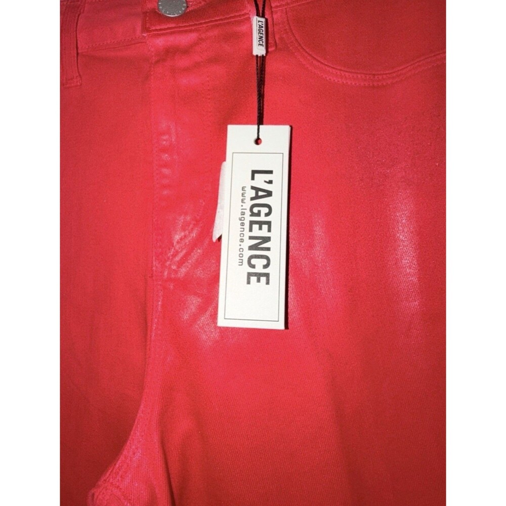 L’AGENCE Red Coated High Rise Wide Leg‎ Jeans NWT. Sz 27 - Picture 10 of 14